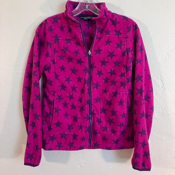 Land’s End Pink and purple star fleece Full Zip Youth jacket - Picture 1 of 4